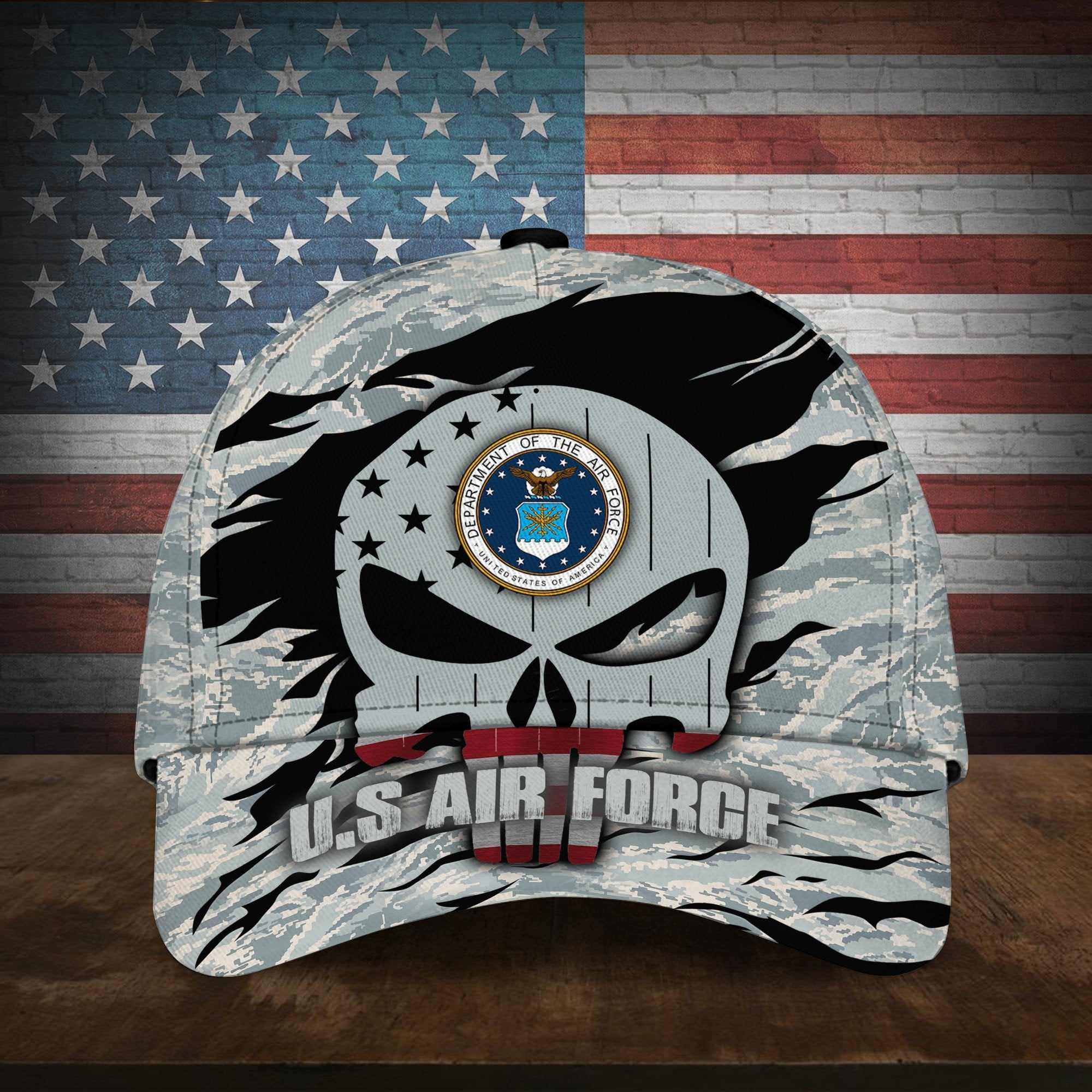 Colorful Puniskull Multiservice U.S Veteran Cap MH100607