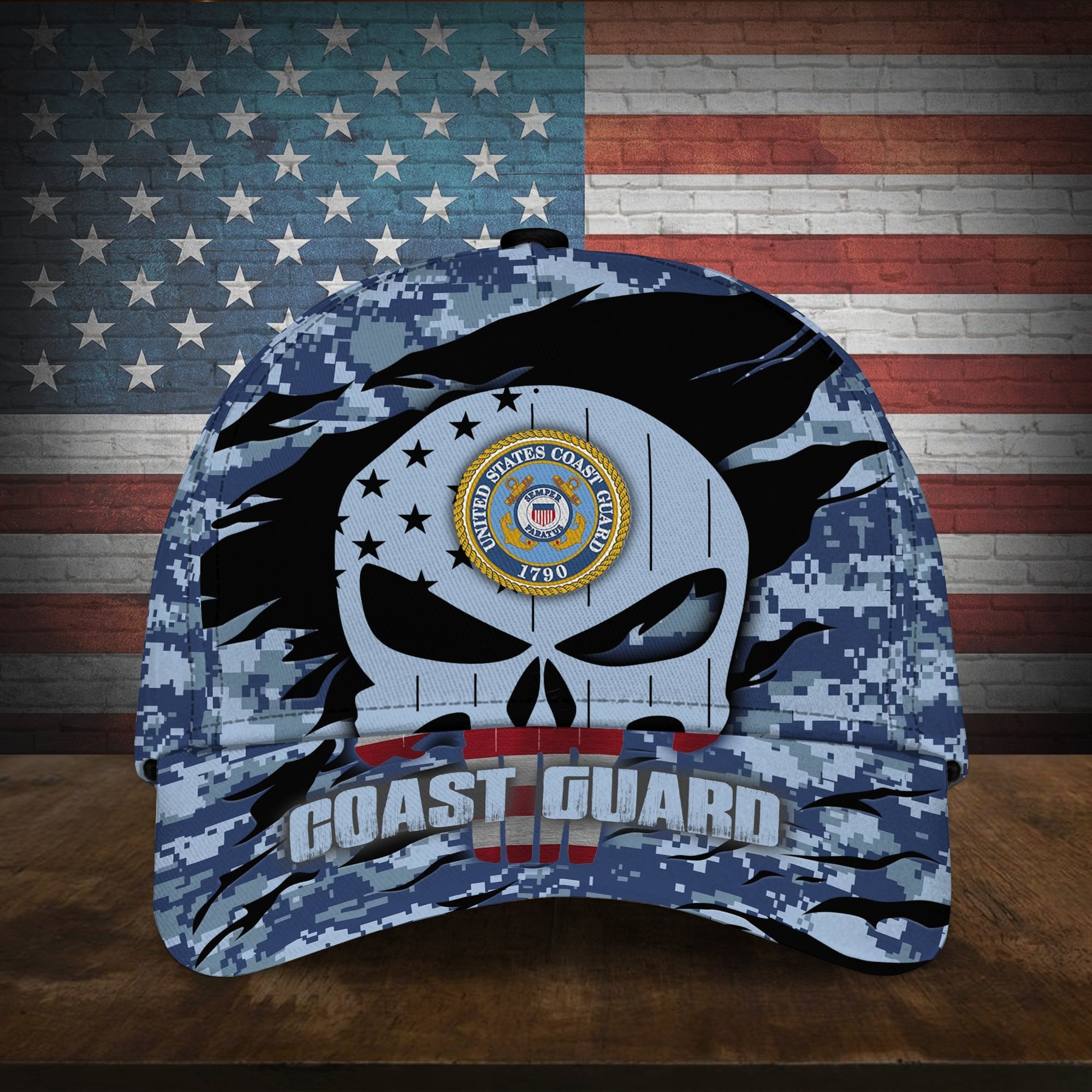 Colorful Puniskull Multiservice U.S Veteran Cap MH100607