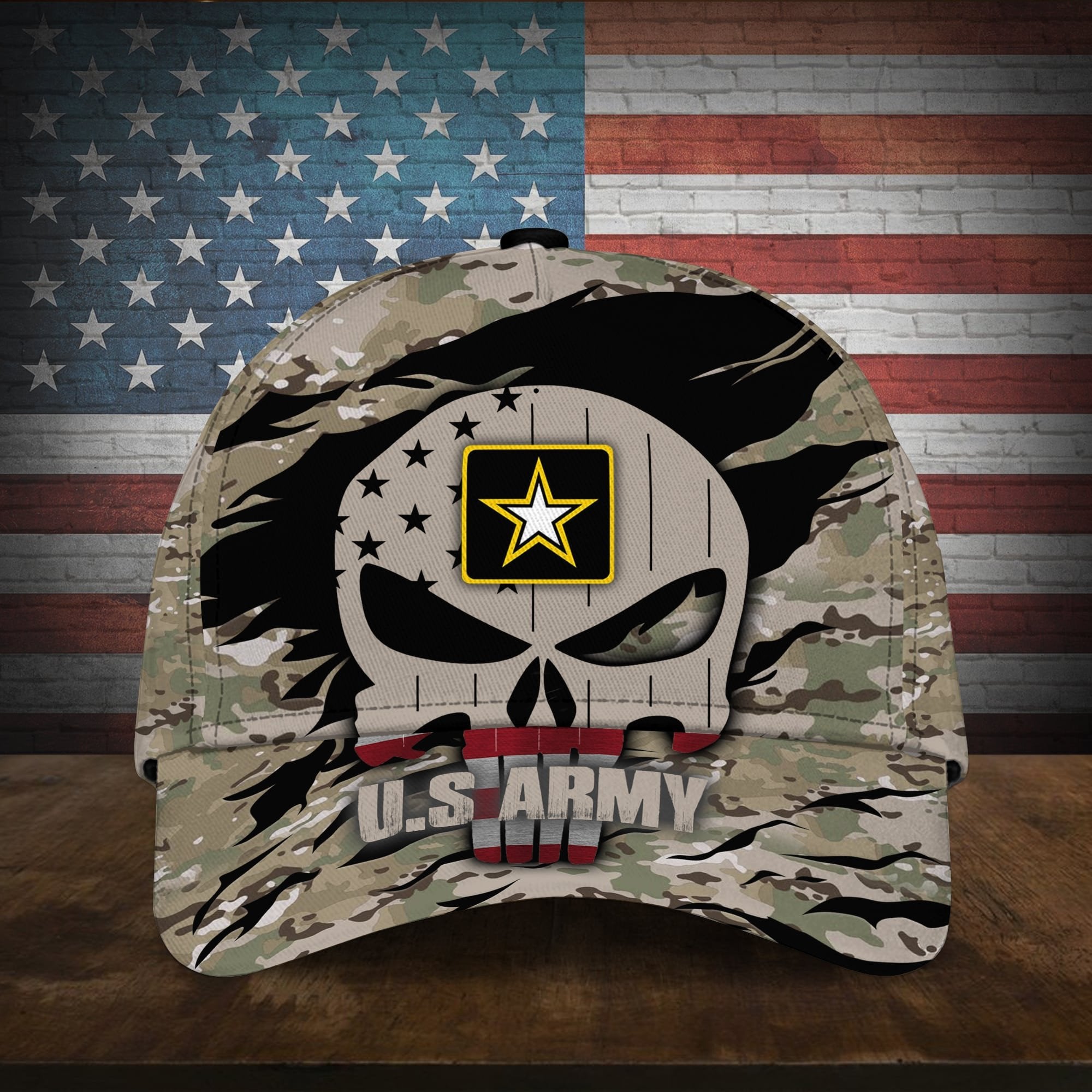 Colorful Puniskull Multiservice U.S Veteran Cap MH100607