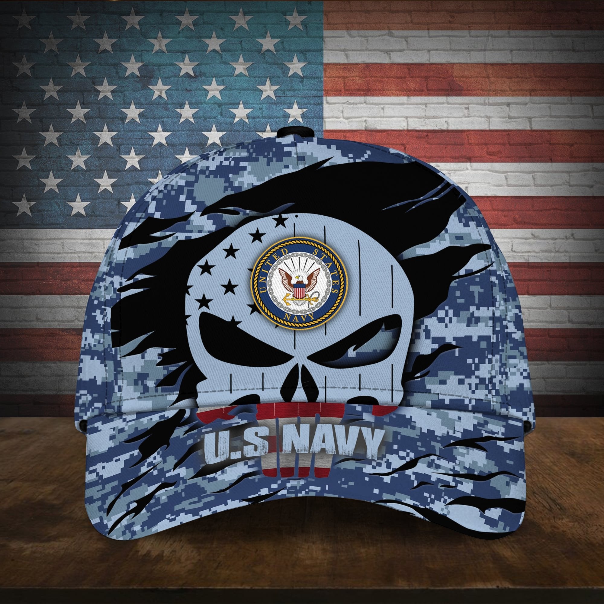 Colorful Puniskull Multiservice U.S Veteran Cap MH100607