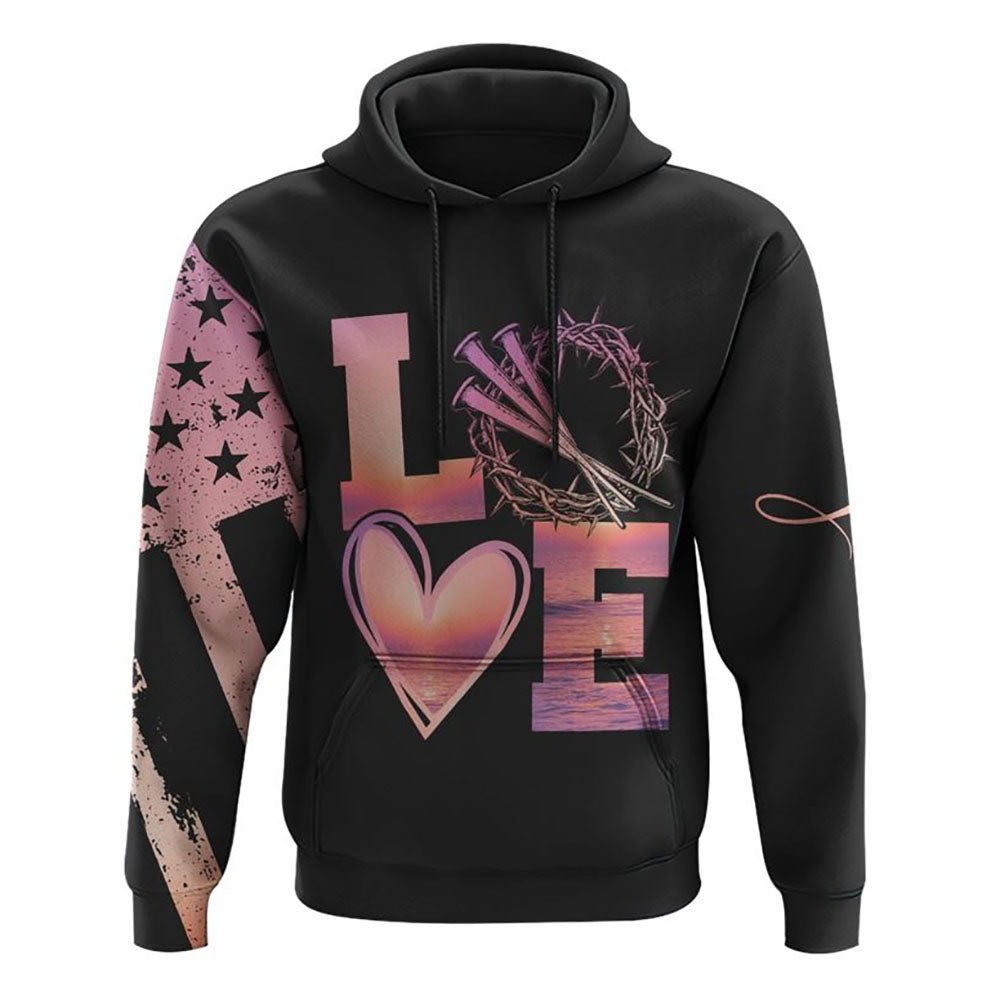 Faith Hope Love Sunset Beach Flag All Over Print 3D Hoodie, Christian Hoodie, Christian Hoodie, Bible Verse Shirt