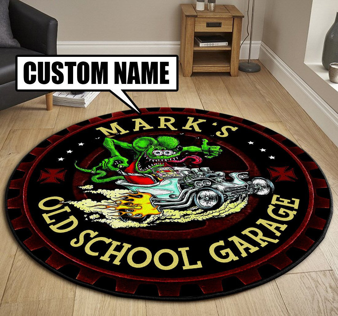 Personalized Rat Fink Old School Garage Round Mat Round Floor Mat Room Rugs Carpet Outdoor Rug Washable Rugs