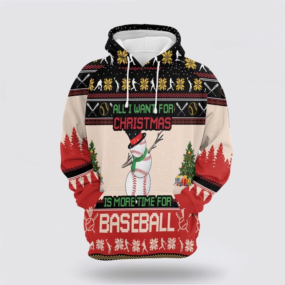 Christmas Time For Baseball All Over Print 3D Hoodie For Men & Women, Christmas Hoodie Cute, Christmas Gift, Christmas Fashion