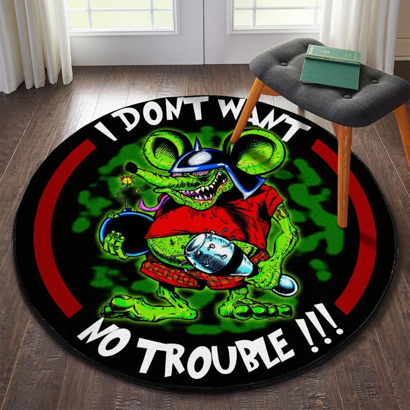 Rat Fink I DonT Want No Trouble Round Mat Round Floor Mat Room Rugs Carpet Outdoor Rug Washable Rugs