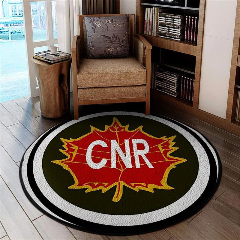 Vintage Style  Cnr Canadian National Railway  Railroad Living Room Round Mat Circle Rug