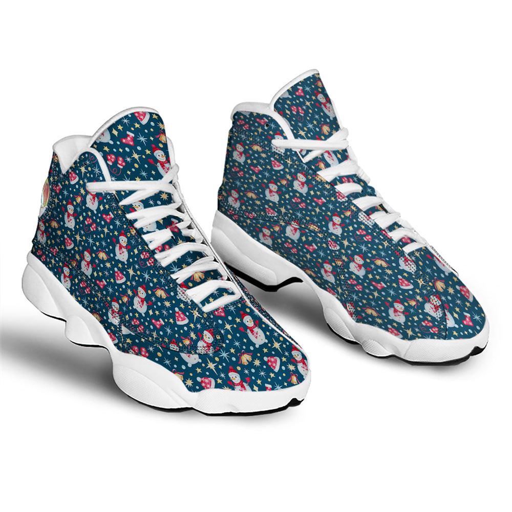 Christmas Basketball Shoes, Snowman Christmas Print Pattern Jd13 Shoes For Men Women, Christmas Fashion Shoes