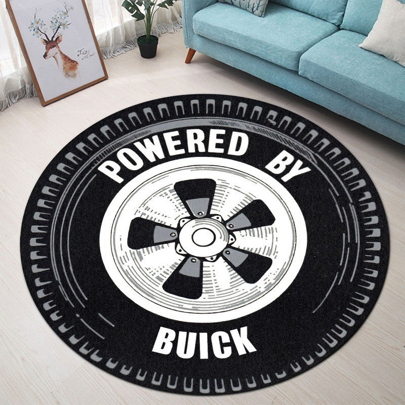 Power By Buick Wheel Vintage Hot Rat Rod Drag Racing Round Mat Round Floor Mat Room Rugs Carpet Outdoor Rug Washable Rugs