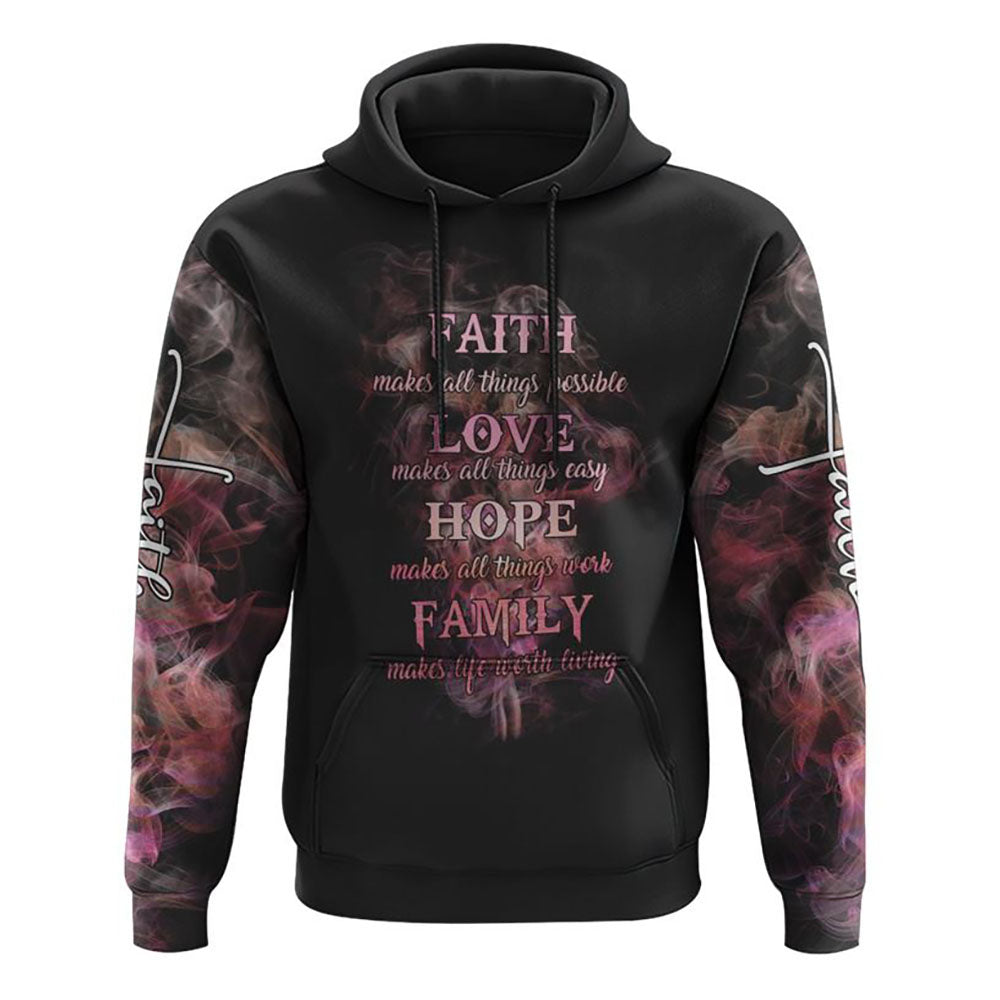 Faith Cross Smoke All Over Print 3D Hoodie, Christian Hoodie, Christian Hoodie, Bible Verse Shirt