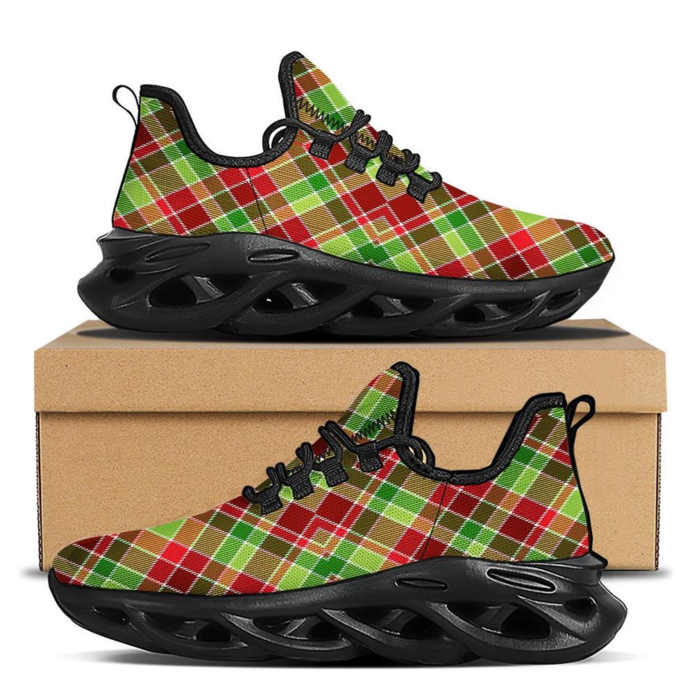 Plaid Merry Christmas Print Pattern Black Max Soul Shoes For Men Women, Best Running Sneaker, Christmas Shoes, Winter Fashion Shoes