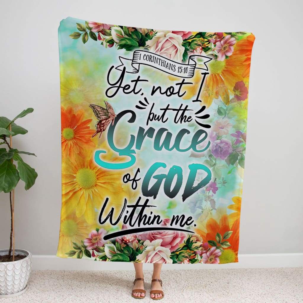 I But The Grace Of God Within Me Fleece Blanket - Christian Blanket - Bible Verse Blanket