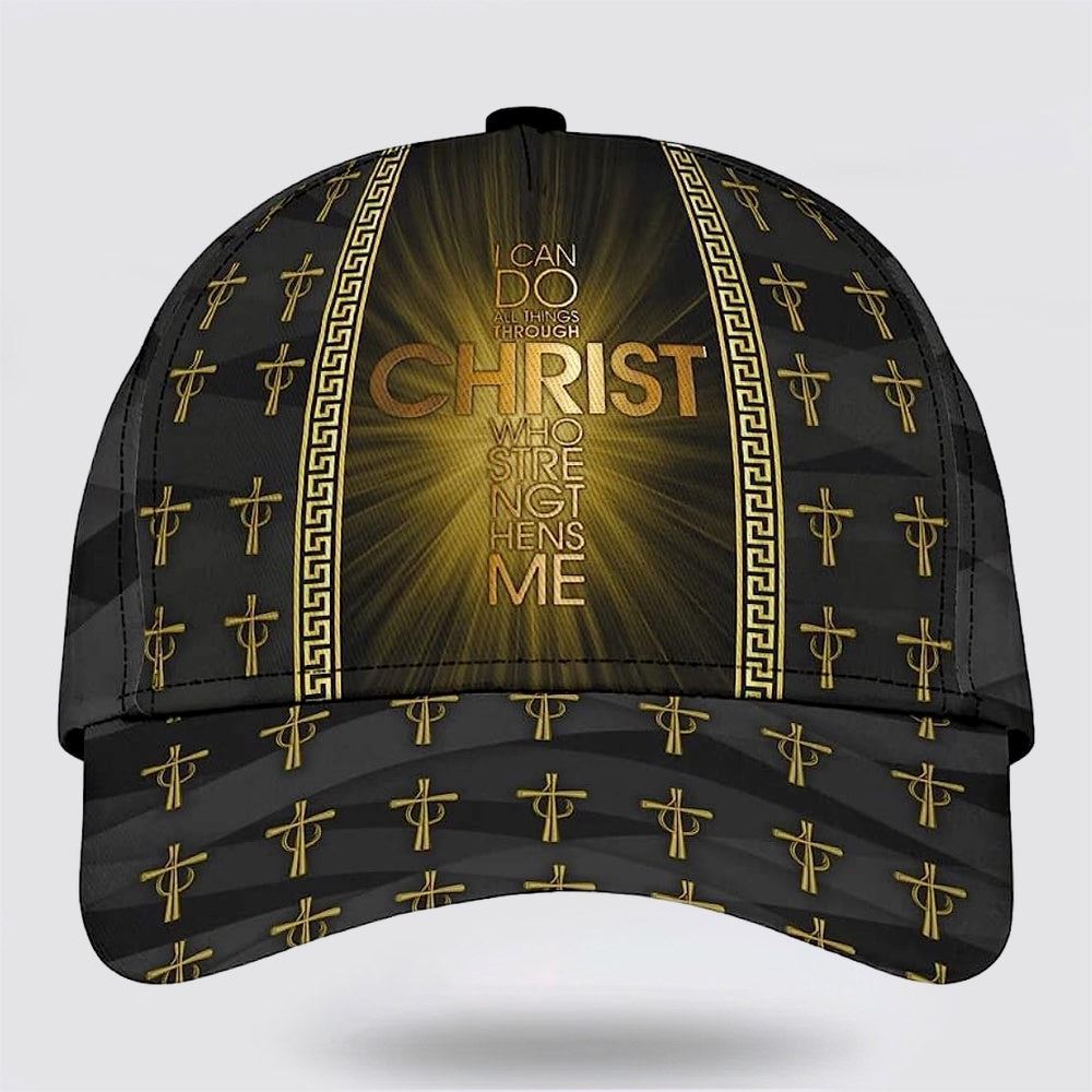 The Cross I Can Do All Things Through Christ Classic All Over Print Baseball Cap, God Cap, Gift Ideas For Male