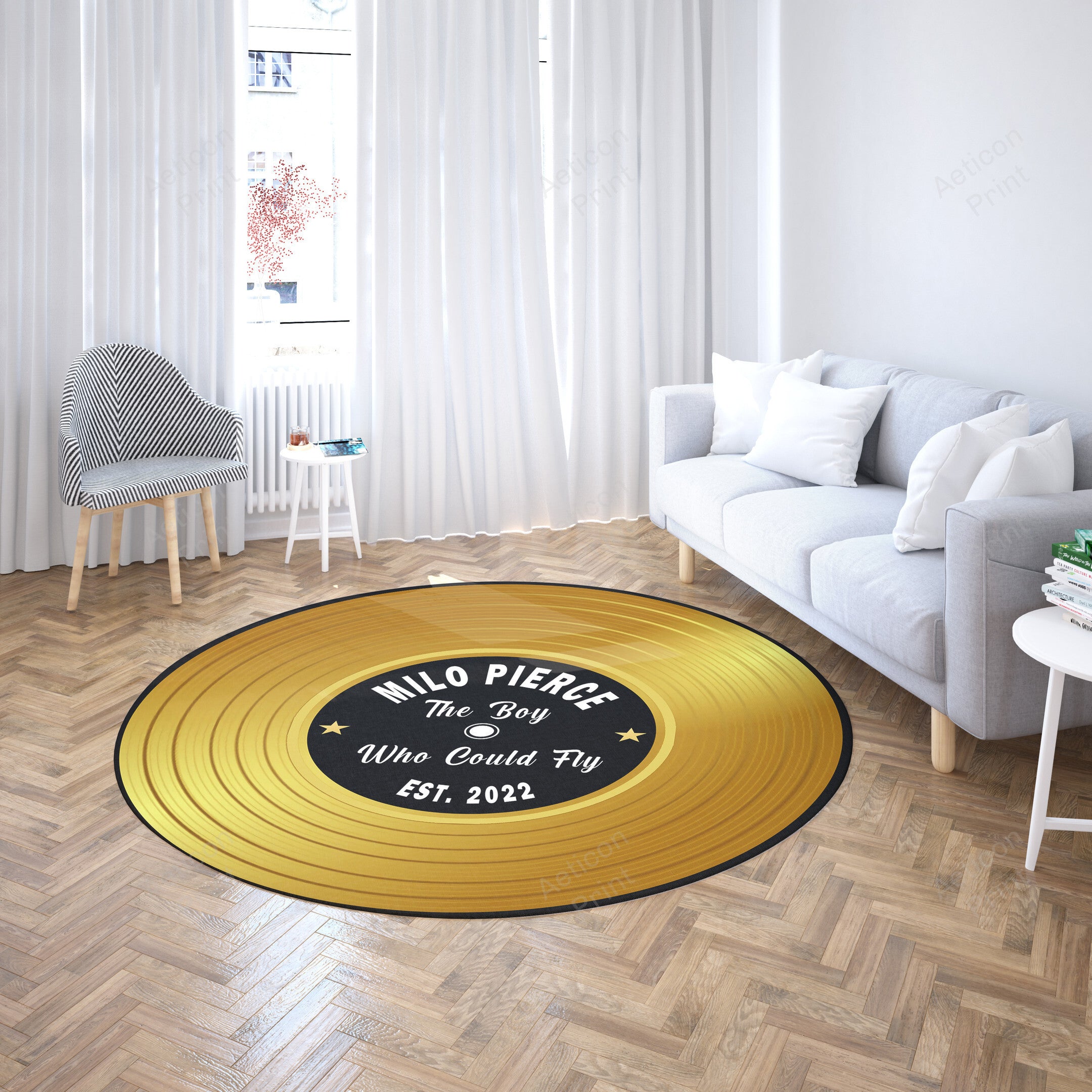 Personalized Record Area Rug Carpet Vintage Home Decor Gift Idea