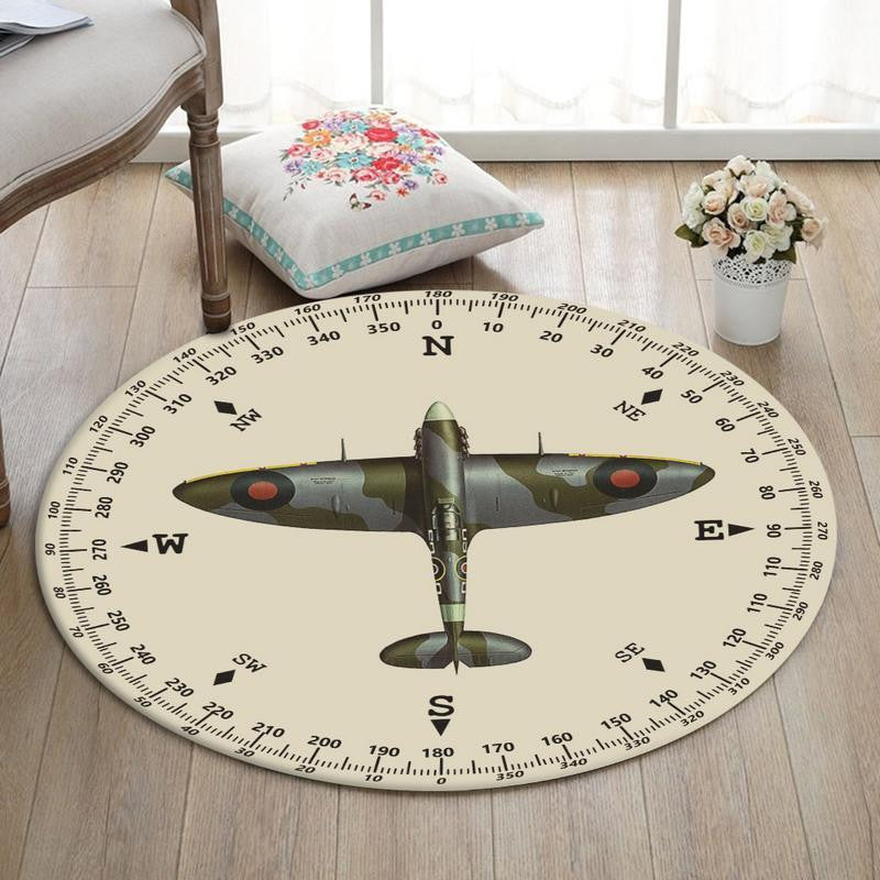 Supermarine Living Room Military Aircraft Control Panel Round Mat Circle Rug