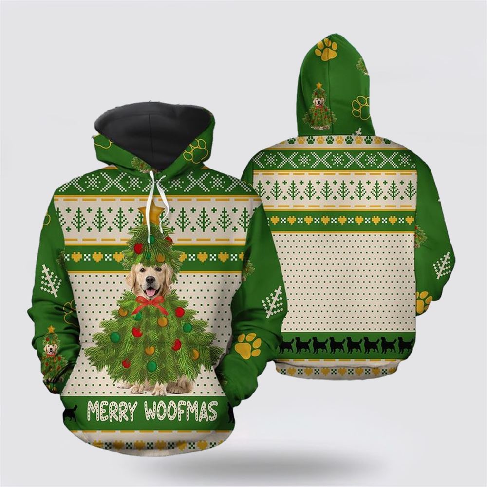 Christmas Golden Retriever Merry Woofmas All Over Print 3D Hoodie For Men & Women, Christmas Dog Hoodie, Christmas Hoodie Cute, Christmas Gift