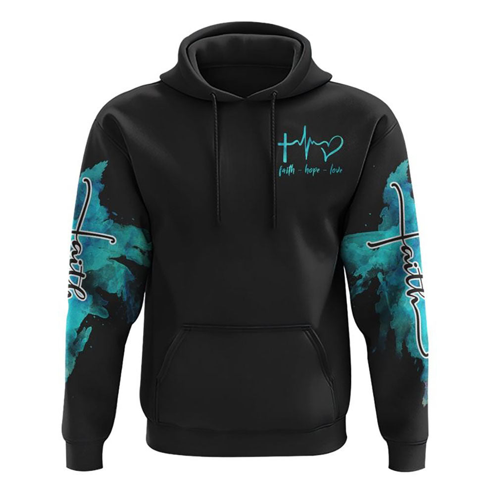 Way Maker Miracle Worker Teal Eagle Cross All Over Print 3D Hoodie, Christian Hoodie, Christian Hoodie, Bible Verse Shirt