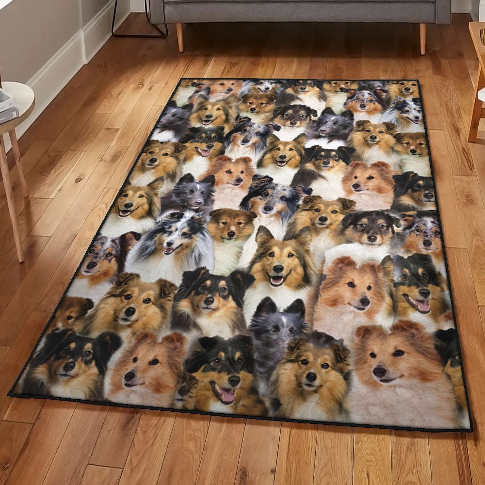 Dog Lover Gift Cool Rugs Shetland Sheepdogs Rug Rectangle Rugs Washable Area Rug Non-Slip Carpet For Living Room Bedroom