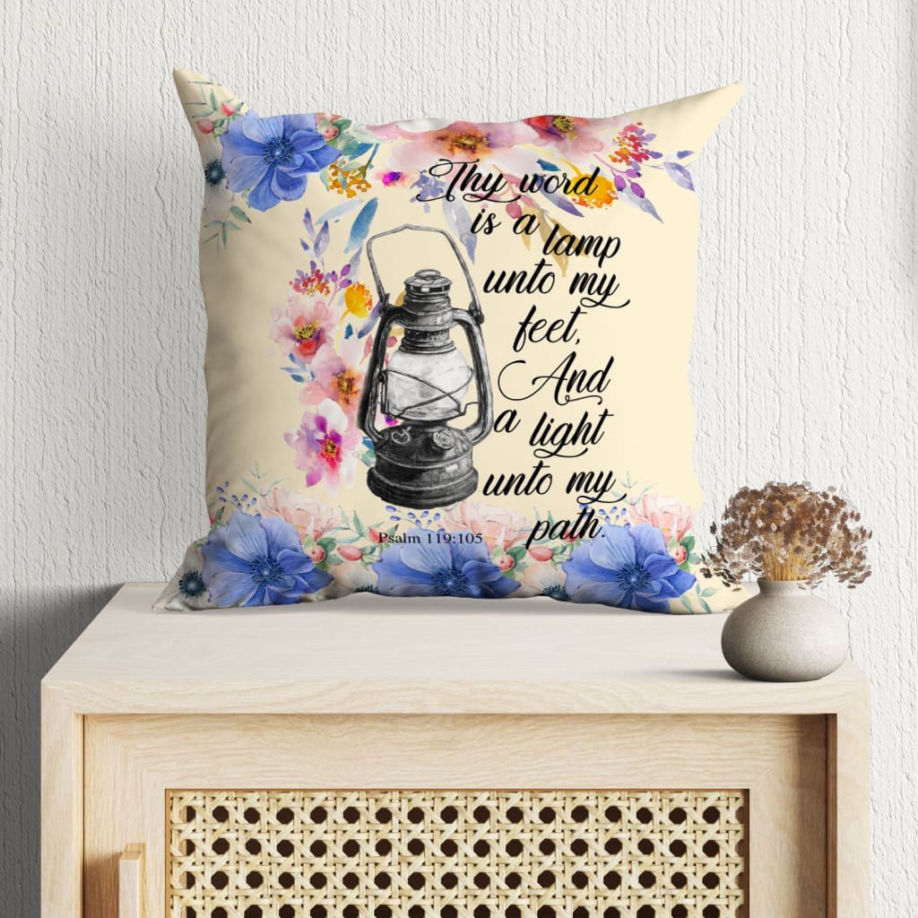 Thy Word Is A Lamp To My Feet Psalm 119105 Bible Verse Pillow