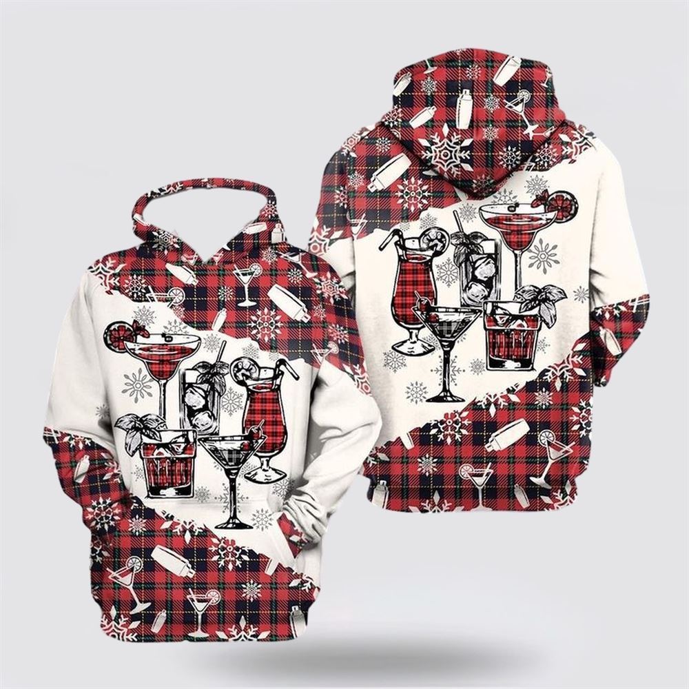 Christmas Tartan Bartender All Over Print 3D Hoodie For Men & Women, Christmas Hoodie Cute, Christmas Gift, Christmas Fashion