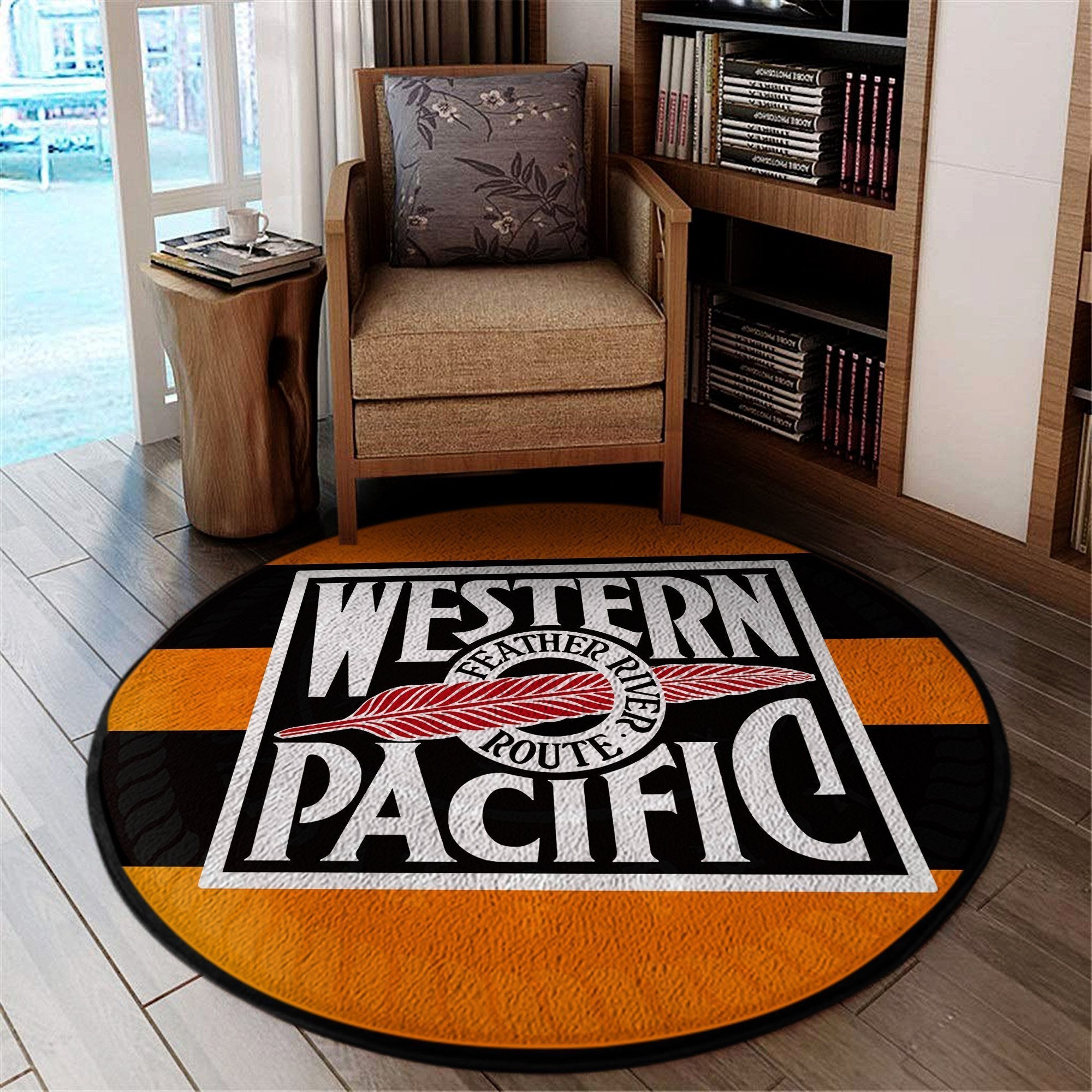 Wpacific Round Mat Western Pacific Feather River Route Round Floor Mat Room Rugs Carpet Outdoor Rug Washable Rugs