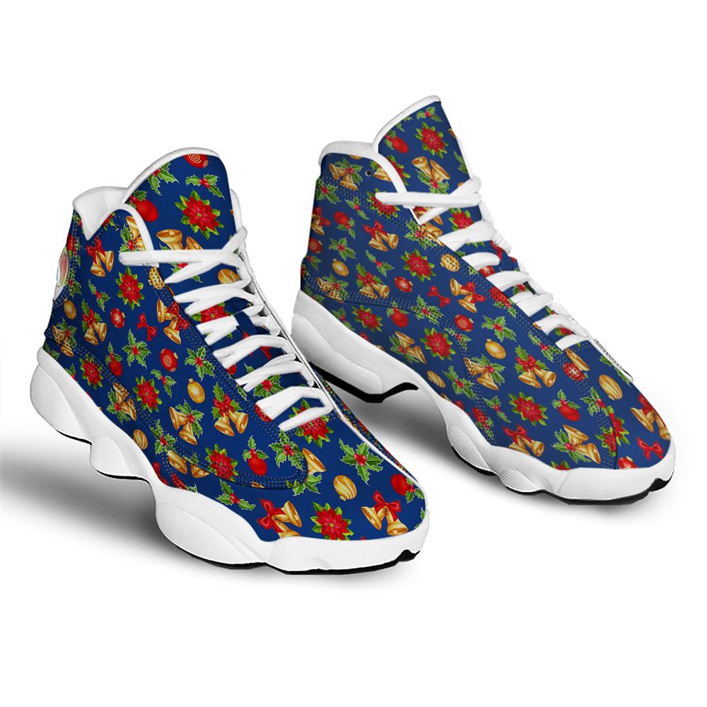 Christmas Basketball Shoes, Poinsettia Merry Christmas Print Pattern Jd13 Shoes For Men Women, Christmas Fashion Shoes