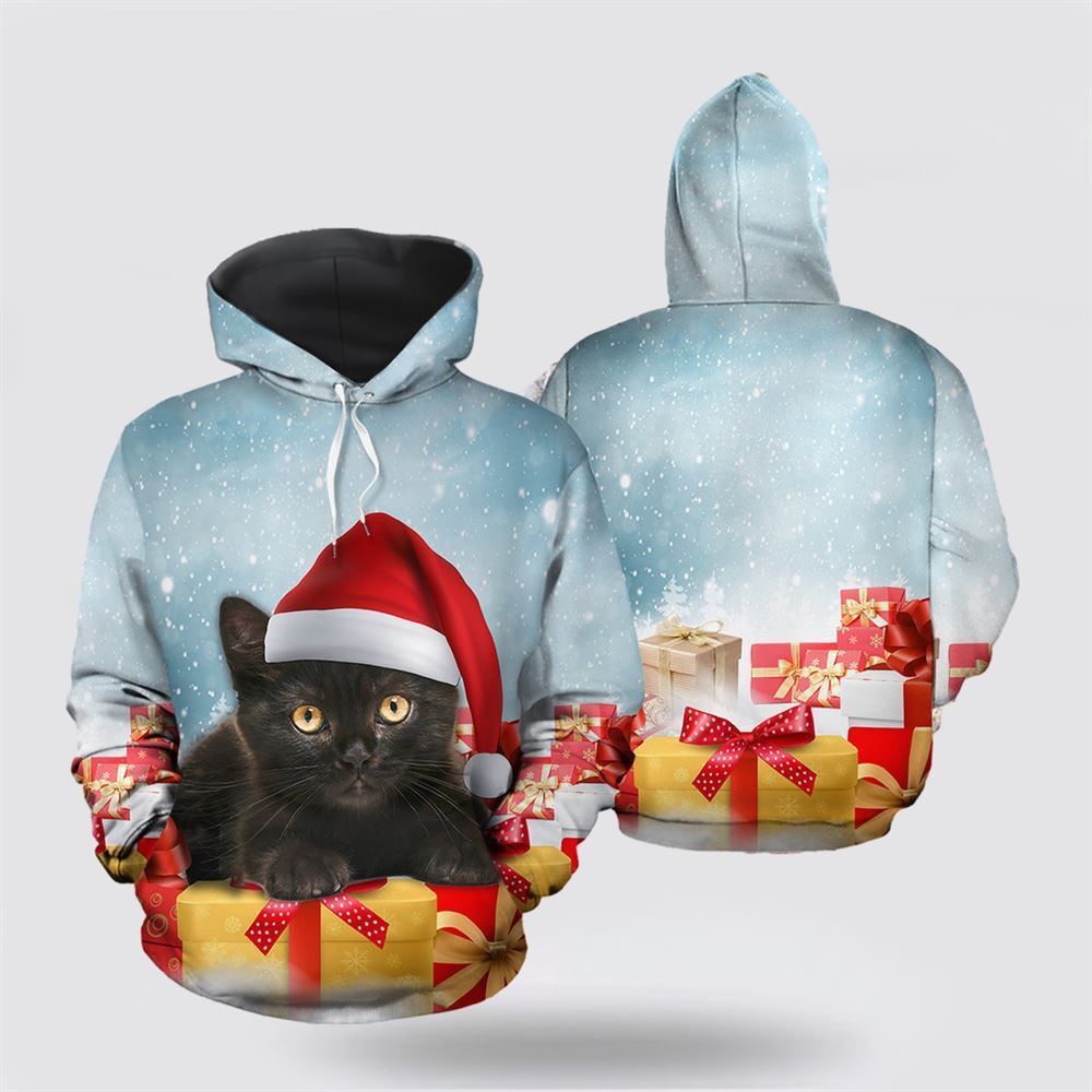 Christmas Black Cat 1 All Over Print 3D Hoodie For Men And Women, Christmas Cat Hoodie, Christmas Hoodie Cute, Christmas Fashion