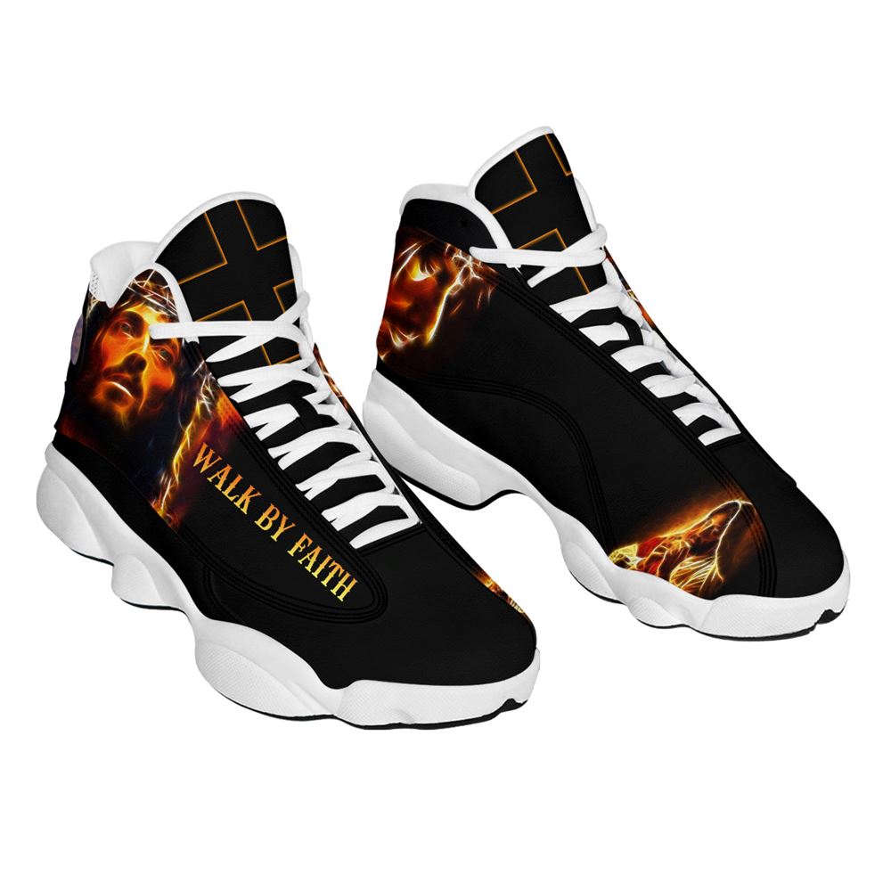 Walk By Faith Portrait Of Jesus Customized Jesus Jd13 Shoes For Man And Women, Christian Basketball Shoes, Gifts For Christian, God Shoes