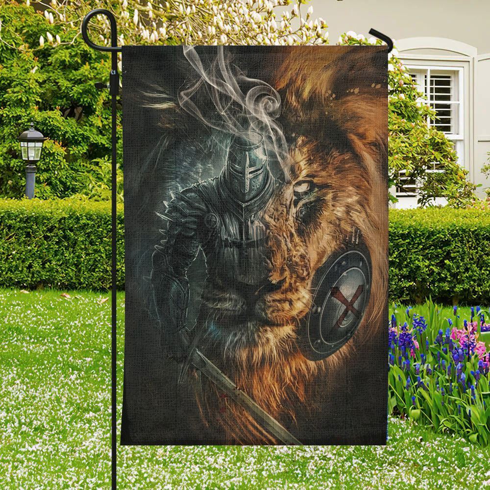 Warrior And Lion Flag,Garden Decor, Garden Flag Stand, Christian Flag, Scripture Flag, Garden Banner