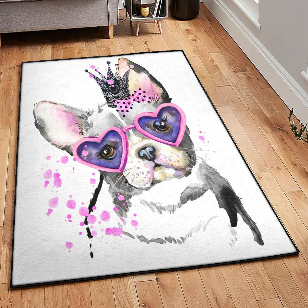 Dog Lovers Dining Room Rug Dog Rug Rectangle Rugs Washable Area Rug Non-Slip Carpet For Living Room Bedroom