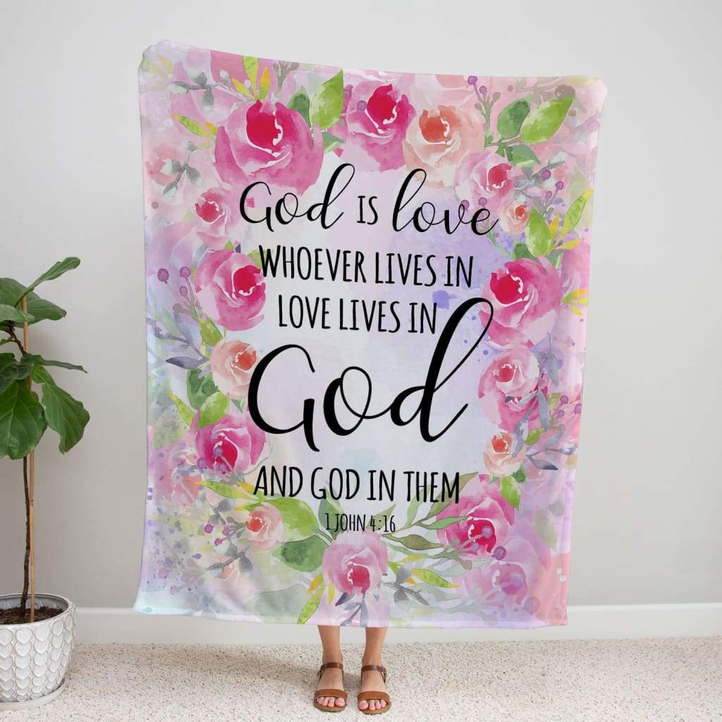 1 John 416 God Is Love Fleece Blanket - Christian Blanket - Bible Verse Blanket