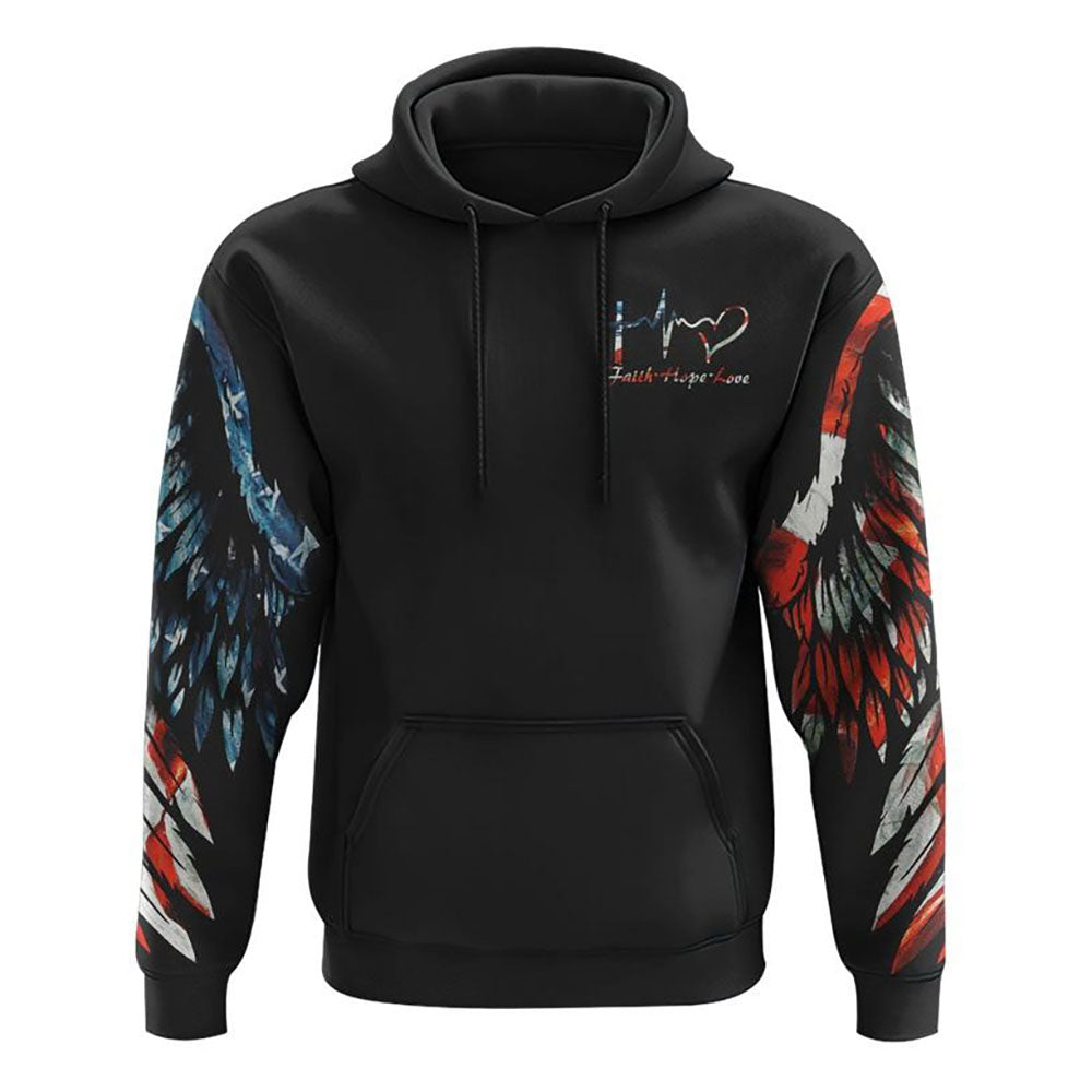 Eagle Faith Painting American Flag All Over Print 3D Hoodie, Christian Hoodie, Christian Sweatshirt, Bible Verse Shirt