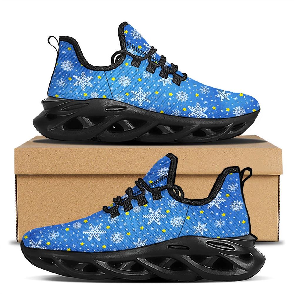 Stars And Christmas Snowflakes Print Black Max Soul Shoes For Men Women, Best Running Sneaker, Christmas Shoes, Winter Fashion Shoes