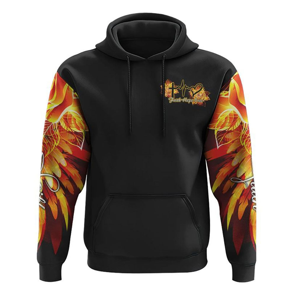 Cross Rose Wings Arm All Over Print 3D Hoodie, Christian Hoodie, Christian Sweatshirt, Bible Verse Shirt