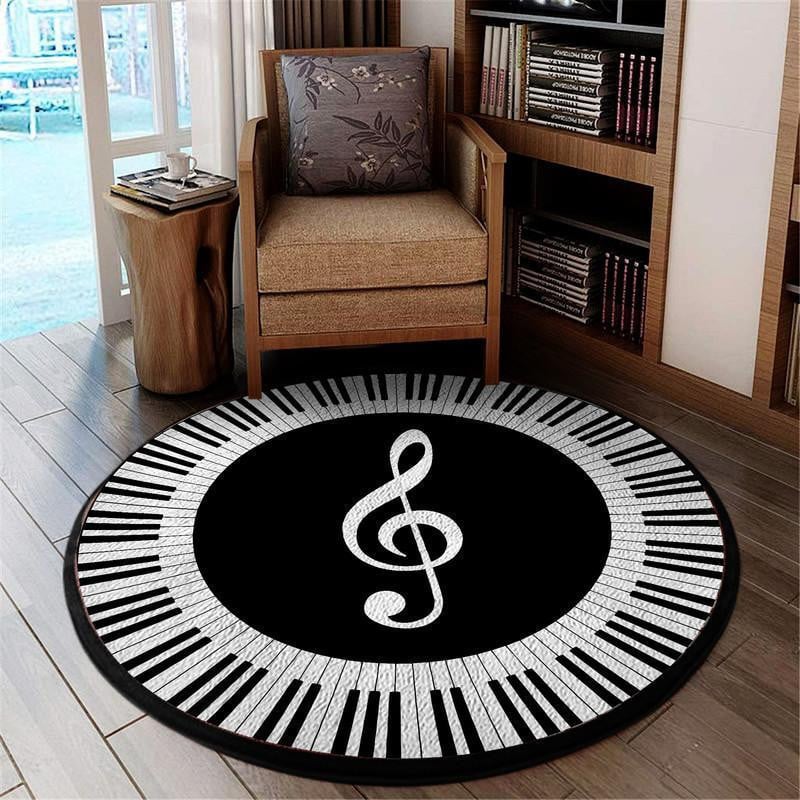 Piano Room Living Room Round Mat Circle Rug