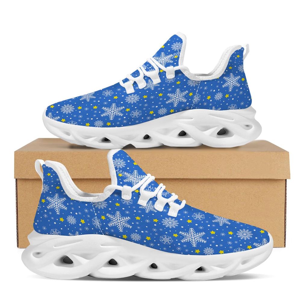 Stars And Christmas Snowflakes Print White Max Soul Shoes For Men Women, Best Running Sneaker, Christmas Shoes, Winter Fashion Shoes