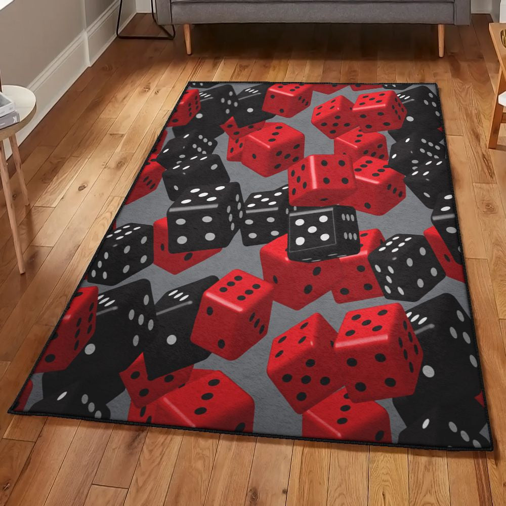 Dice Modern Black And Red Dice Rug Rectangle Rugs Washable Area Rug Non-Slip Carpet For Living Room Bedroom