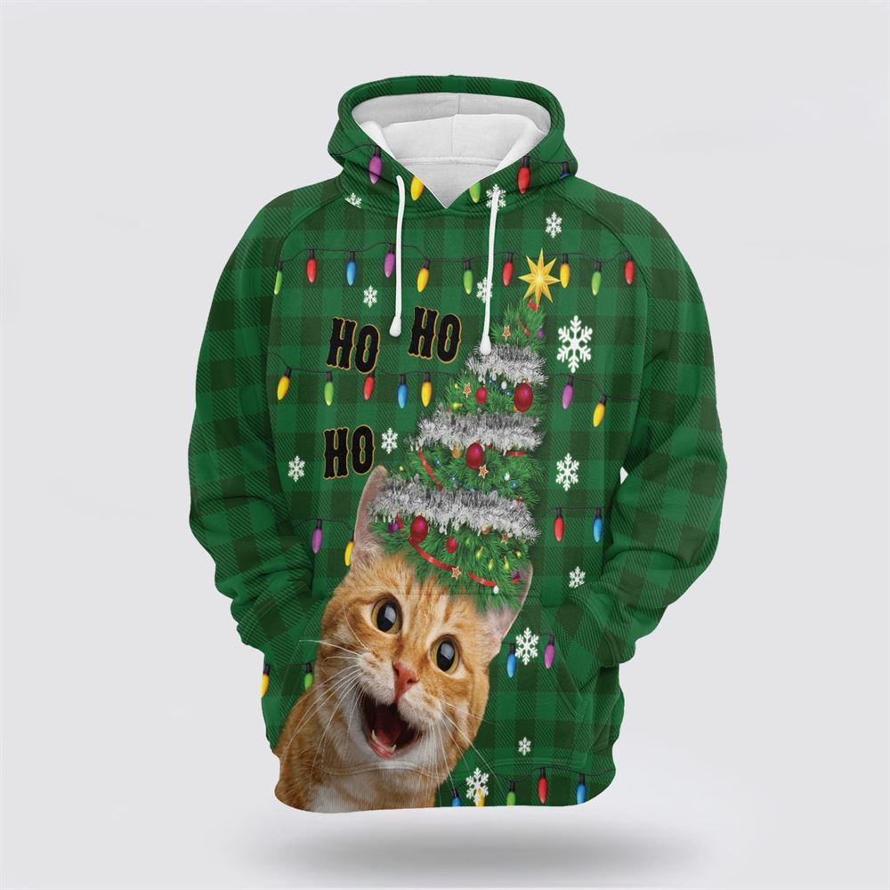 Cat Christmas Tree All Over Print 3D Hoodie For Men And Women, Christmas Cat Hoodie, Christmas Hoodie Cute, Christmas Fashion