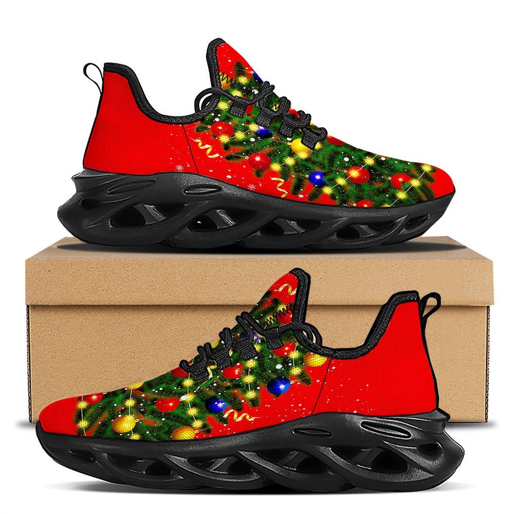 Lights Christmas Tree Print Black Max Soul Shoes For Men Women, Best Running Sneaker, Christmas Shoes, Winter Fashion Shoes