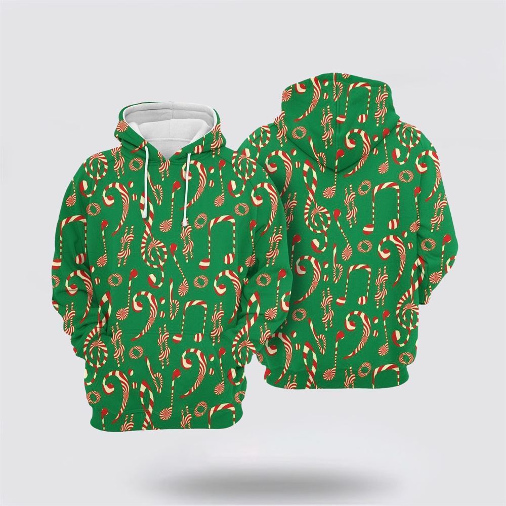 Christmas Candy Music Notes All Over Print 3D Hoodie For Men & Women, Christmas Hoodie Cute, Christmas Gift, Christmas Fashion