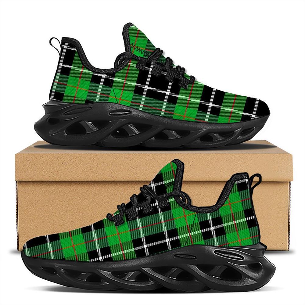 Christmas Tartan Green Plaid Scottish Black Max Soul Shoes For Men Women, Best Running Sneaker, Christmas Shoes, Winter Fashion Shoes