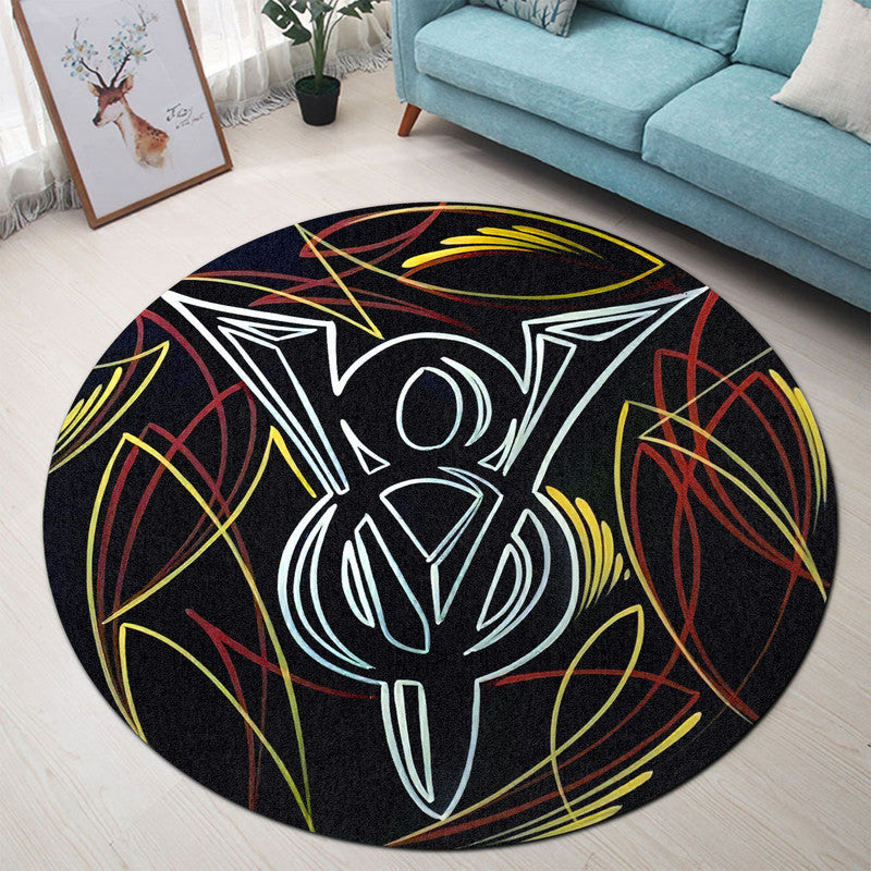 V8 Pinstripe Hot Rod Vintage Round Mat Round Floor Mat Room Rugs Carpet Outdoor Rug Washable Rugs