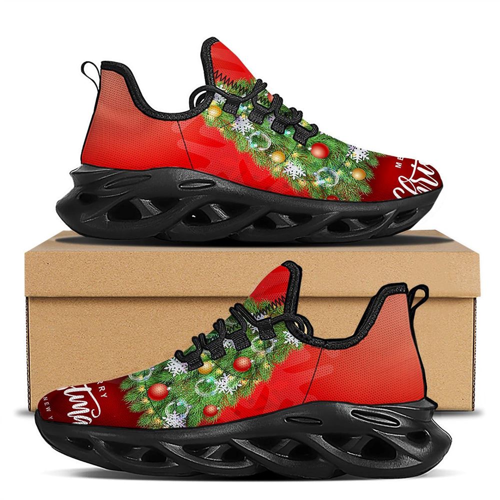 Christmas Tree Print Black Max Soul Shoes For Men Women, Best Running Sneaker, Christmas Shoes, Winter Fashion Shoes