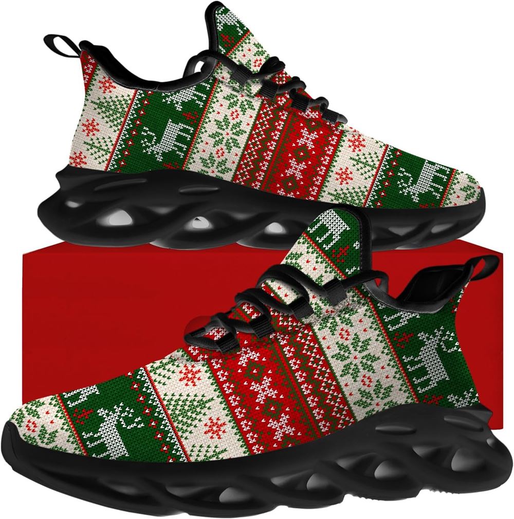 Christmas Running Shoes, Christmas Reindeer Pattern Max Soul Shoes For Men Women, Christmas Shoes, Winter Fashion Shoes