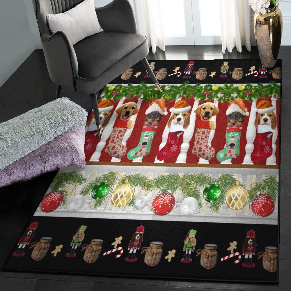 Dog Playroom Rug Christmas Dog Rug Rectangle Rugs Washable Area Rug Non-Slip Carpet For Living Room Bedroom