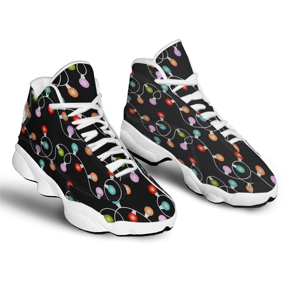 Christmas Basketball Shoes, String Lights LED Christmas Print Jd13 Shoes For Men Women, Christmas Fashion Shoes