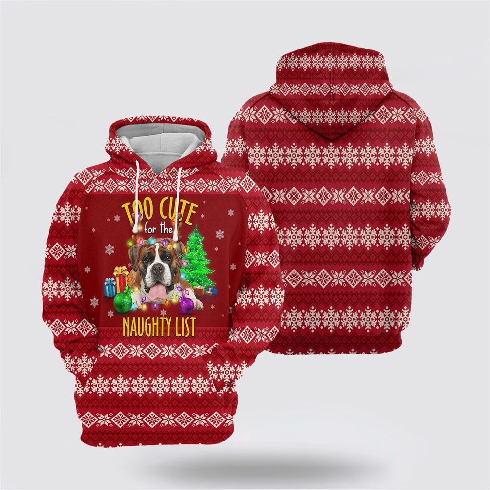 Boxer Too Cute All Over Print 3D Hoodie For Men & Women, Christmas Dog Hoodie, Christmas Hoodie Cute, Christmas Gift