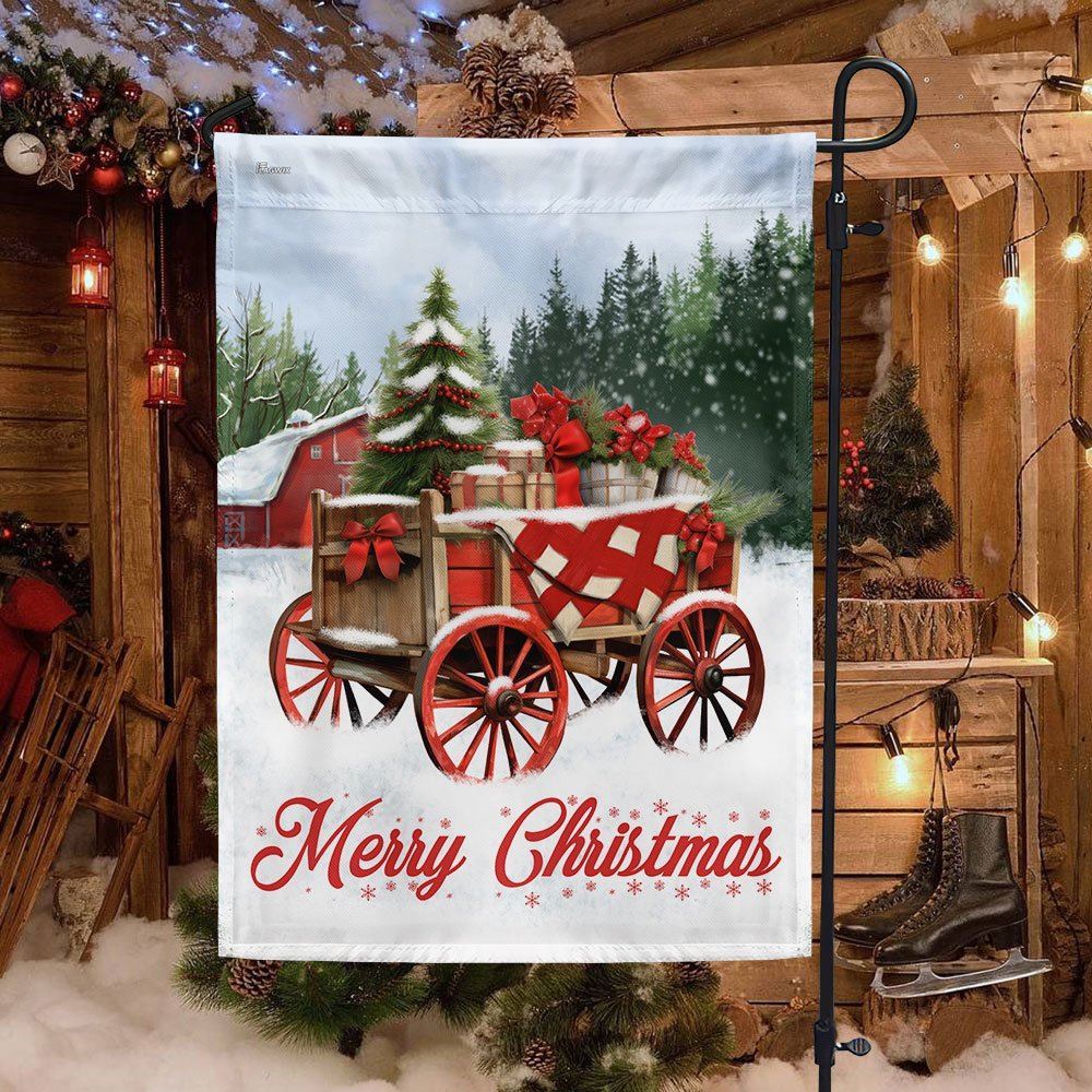 Winter Wagon Christmas Flag, Christmas Garden Flag, Home Decor Accessories, Christmas Outdoor Decor Ideas