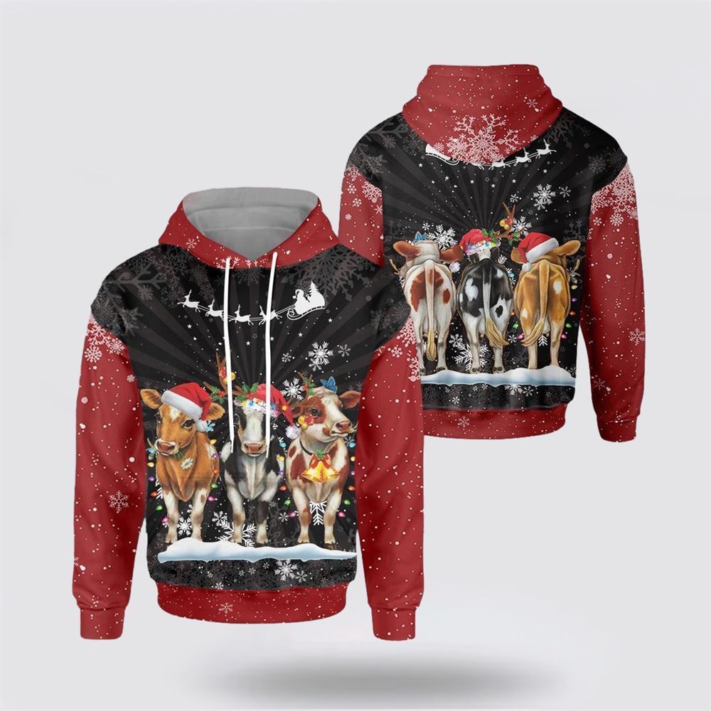 Cows Christmas 1 All Over Print 3D Hoodie For Men & Women, Christmas Hoodie Cute, Christmas Gift, Christmas Fashion