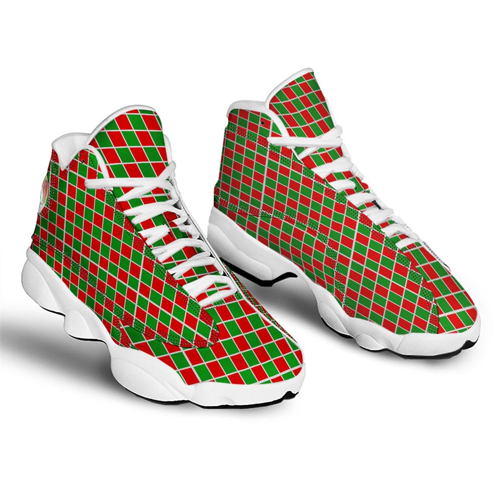 Christmas Basketball Shoes, Checkered Merry Christmas Print Pattern Jd13 Shoes For Men Women, Christmas Fashion Shoes