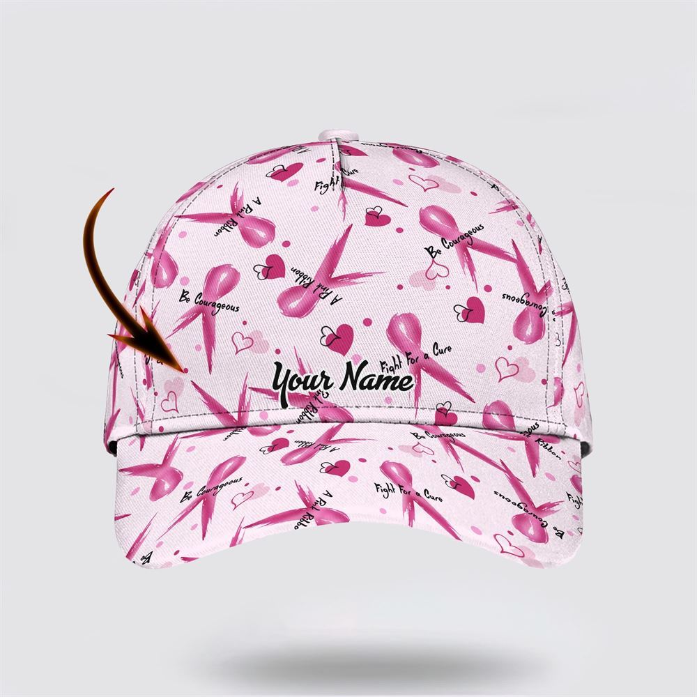 Customized Breast Cancer Awareness A Pink Ribbon Baseball Cap, Gifts For Breast Cancer Patients, Breast Cancer Hat