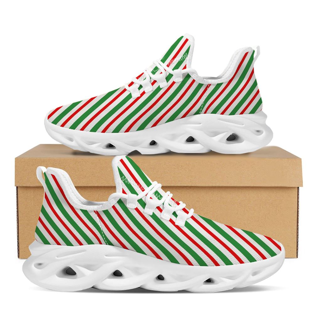 Candy Cane Stripes Christmas Print White Max Soul Shoes For Men Women, Best Running Sneaker, Christmas Shoes, Winter Fashion Shoes